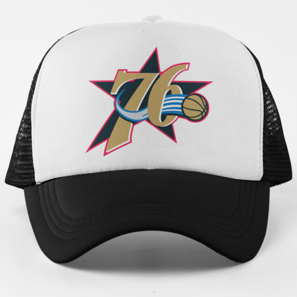 NEW Philadelphia 76ers 1997 Alt Star Foam Trucker Mesh Snapback Hat 2TONE BLACK